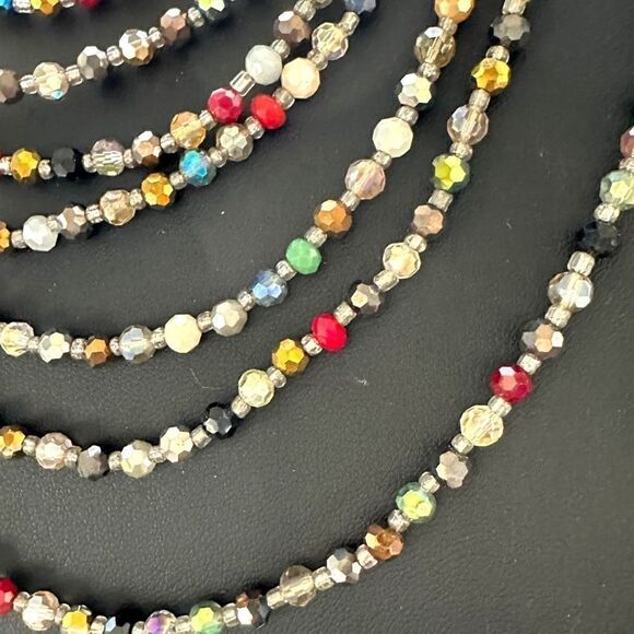 NAKAMOL Signed Multi-strand Faceted Glass Bead Colorful Pearlescent Aurora Borea - Picture 5 of 7